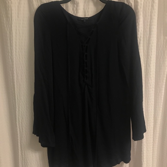 Navy Blue Lace up Dress - Picture 4 of 4